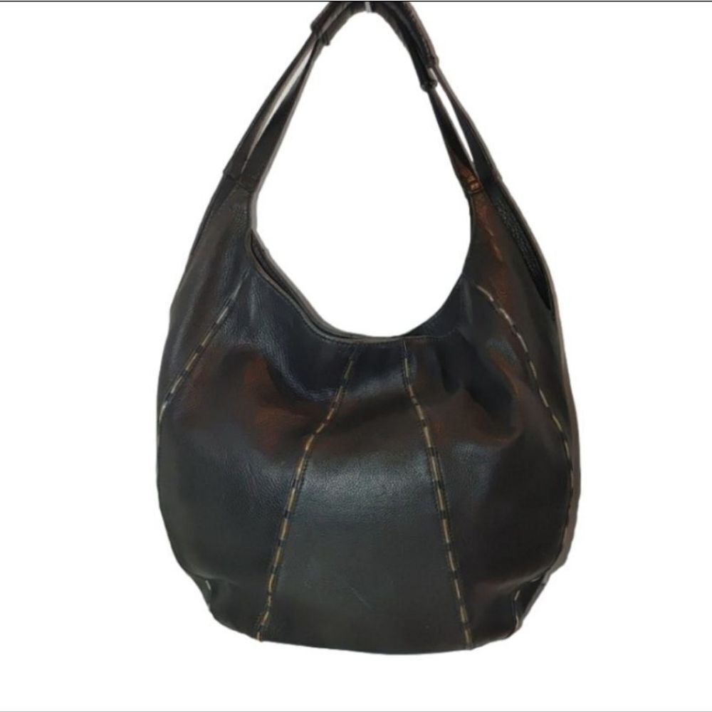Kelsi Dagger Black Pebbled Leather Hobo Breaded Shoulder Bag, Large